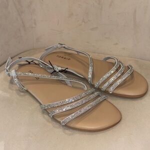 Torrid Women's Silver and White Strappy Sandals 9.5 W NWT